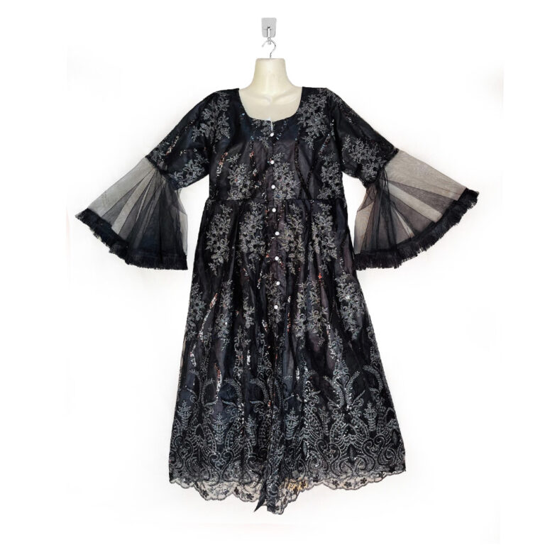 Black And Grey Pakistani maxi dress for women