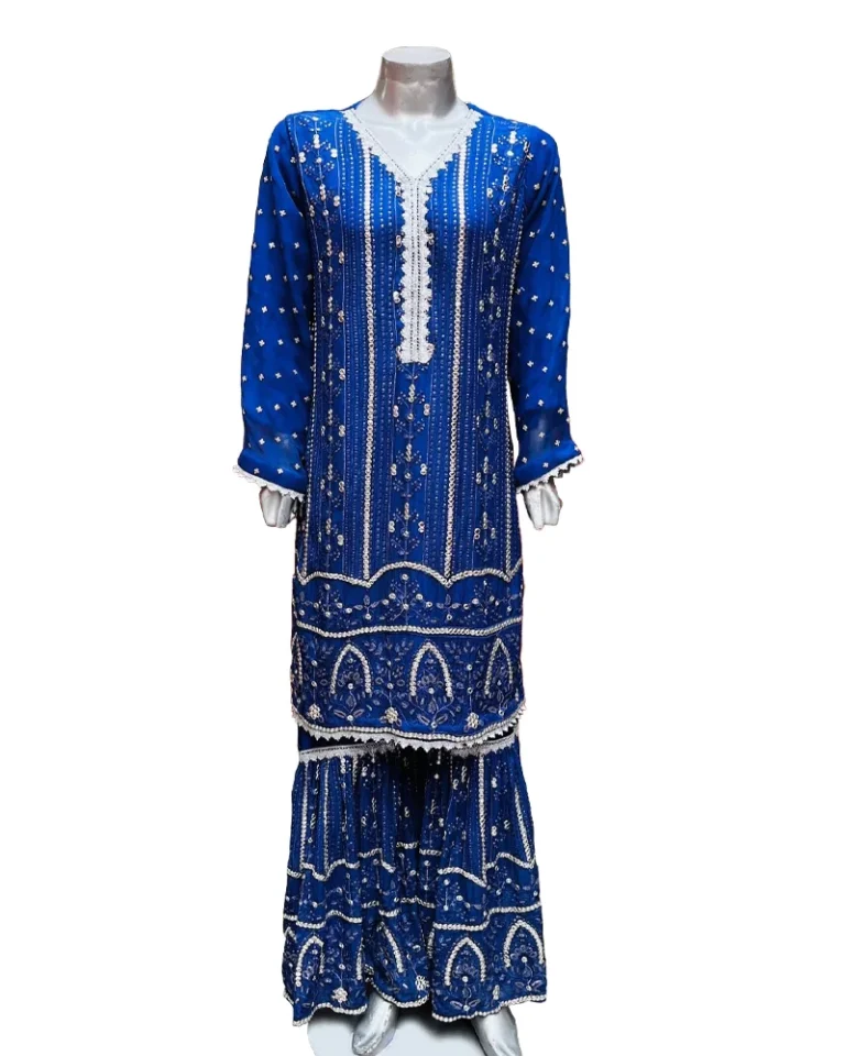 Blue-Color-Pakistani-Chiffon-Designer-Outfit