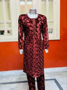 Brown-Color-3pc-Velvet-Pakistani-Suit