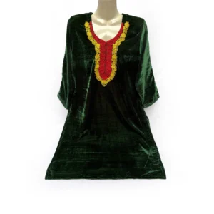 Green-Color-Pakistani-Embroidered-Velvet-Kurti