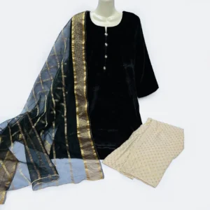 Wholesale-Black-Color-velvet-3pc-Pakistani-dresses-online-canada