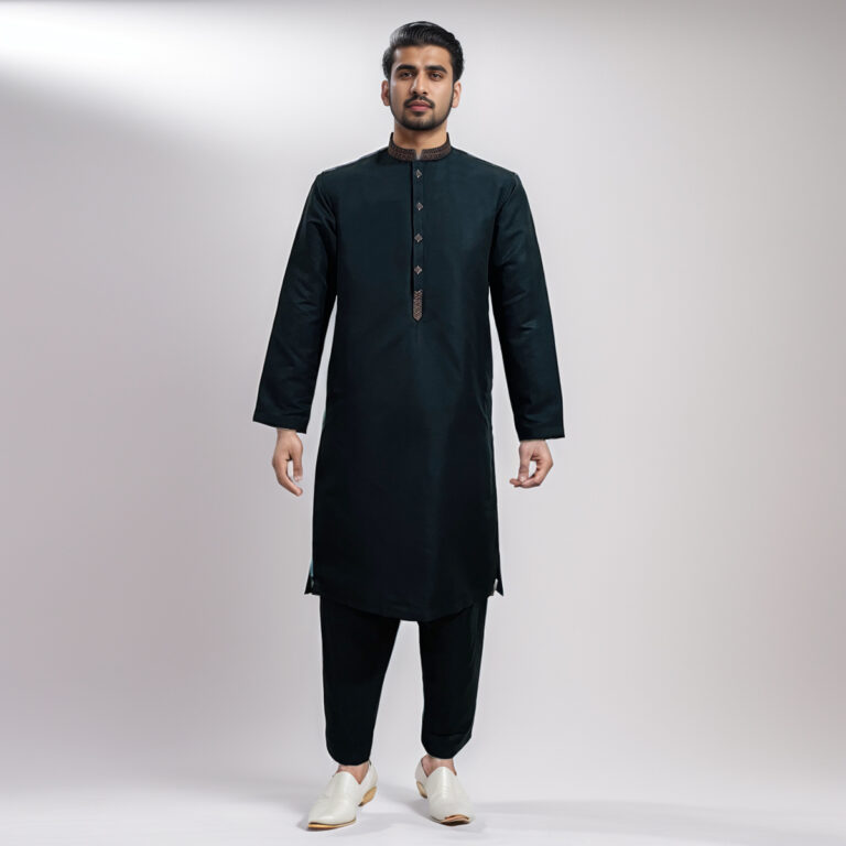 Black embroidered men shalwar kameez pakistan