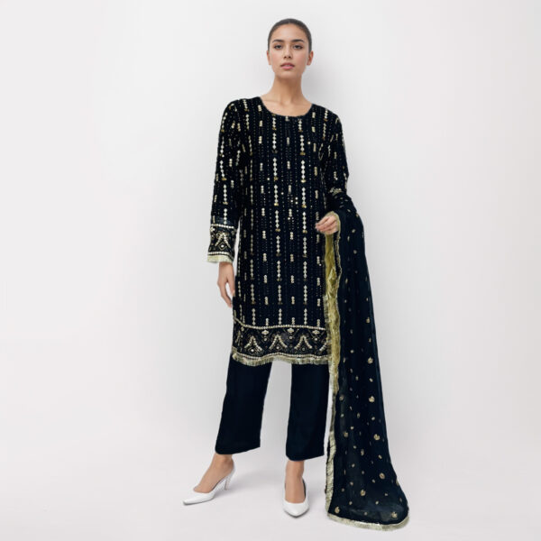 black chiffon suit pakistani