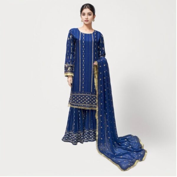 royal blue pakistani gharara suit