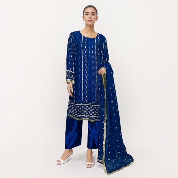 royal blue pakistani chiffon suit