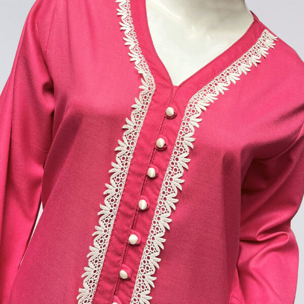 shocking pink linen co ord set pakistan