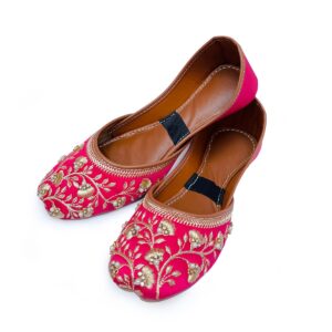 Pinkish Red khussa shoes for gilrs