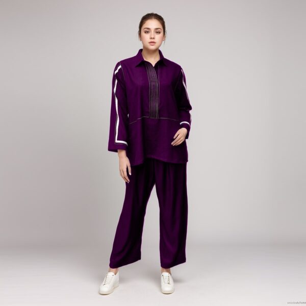 Dark Purple women co ord set pakistan