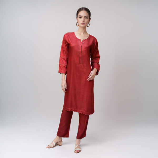 Dark Red women co ord set pakistan