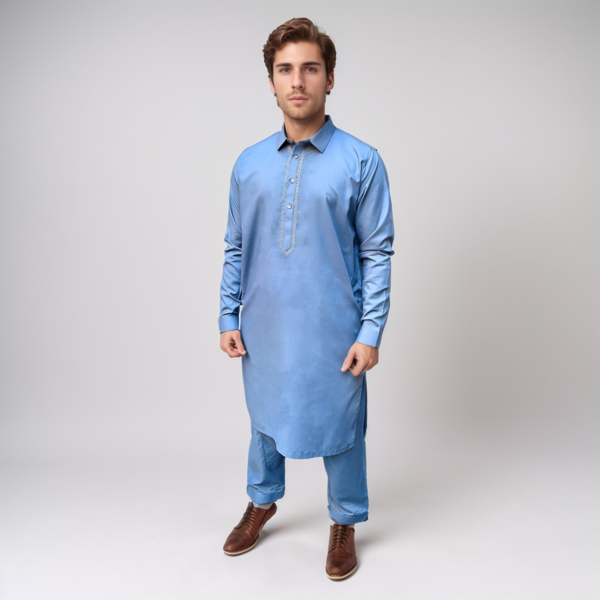 Embroidered Blue Bell Men Shalwar Kameez Pakistan