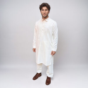 Embroidered OFF White Pakistani Men's Shalwar Kameez