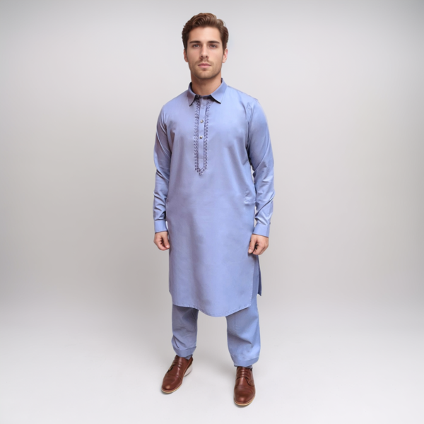 Embroidered Tealish Blue Men's Shalwar kameez Pakistan