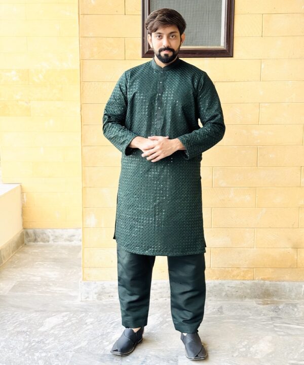 Dark Green Pakistani Men’s Kurta Pajama