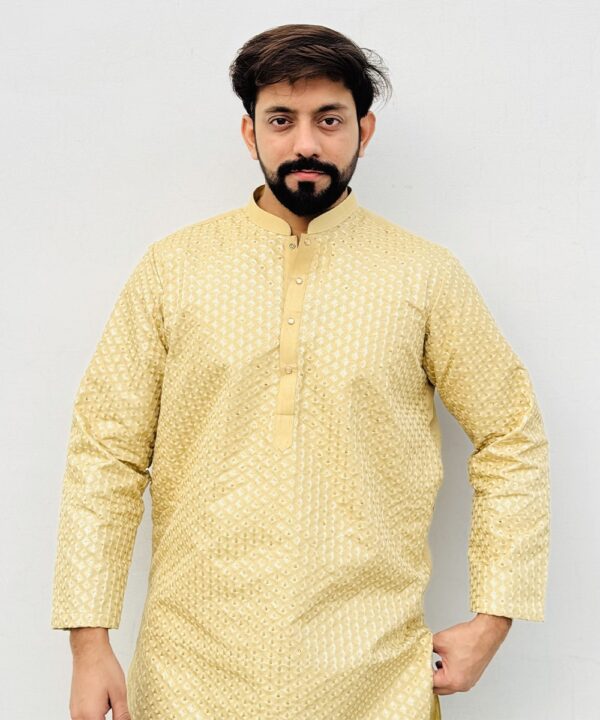 Light Peach Kurta Pajama for Wedding Party - Image 2