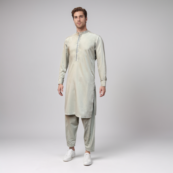 Pastel Grey Pakistani Men's Shalwar Kameez