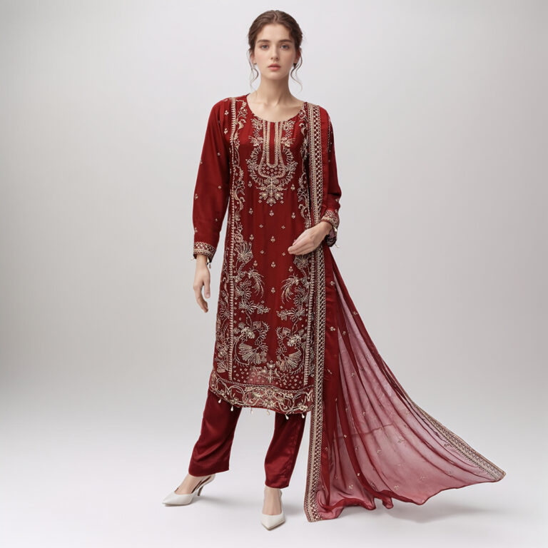 Persian Plum Pakistani chiffon suits wholesale