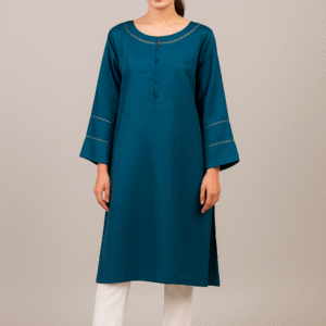 Bluish Cyan self print designer linen kurtis wholesale Canada