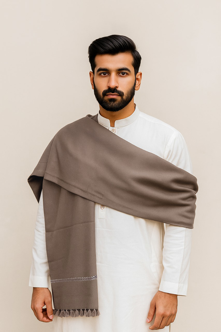Brownish Grey premium men’s wool shawl Canada