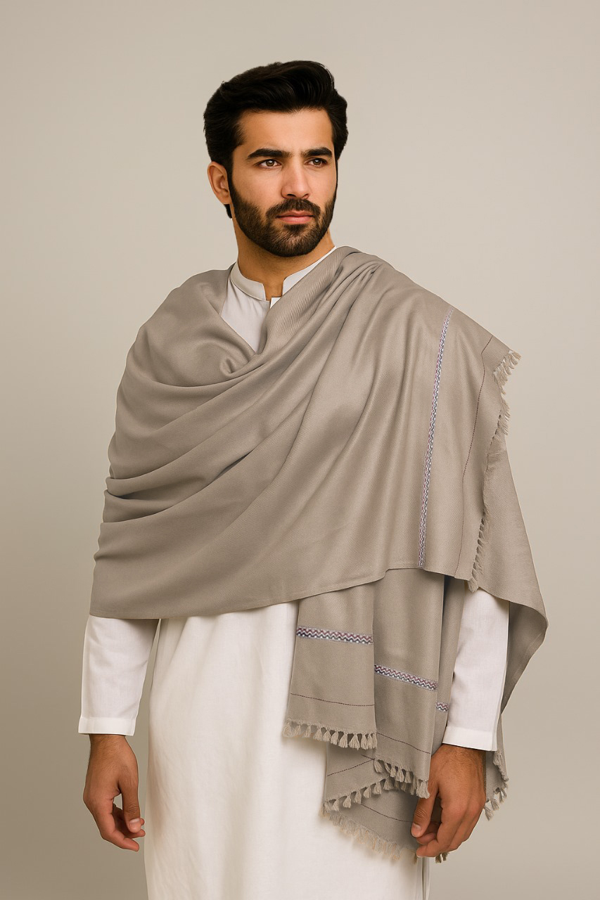 Mushroom men’s pure wool shawl Canada