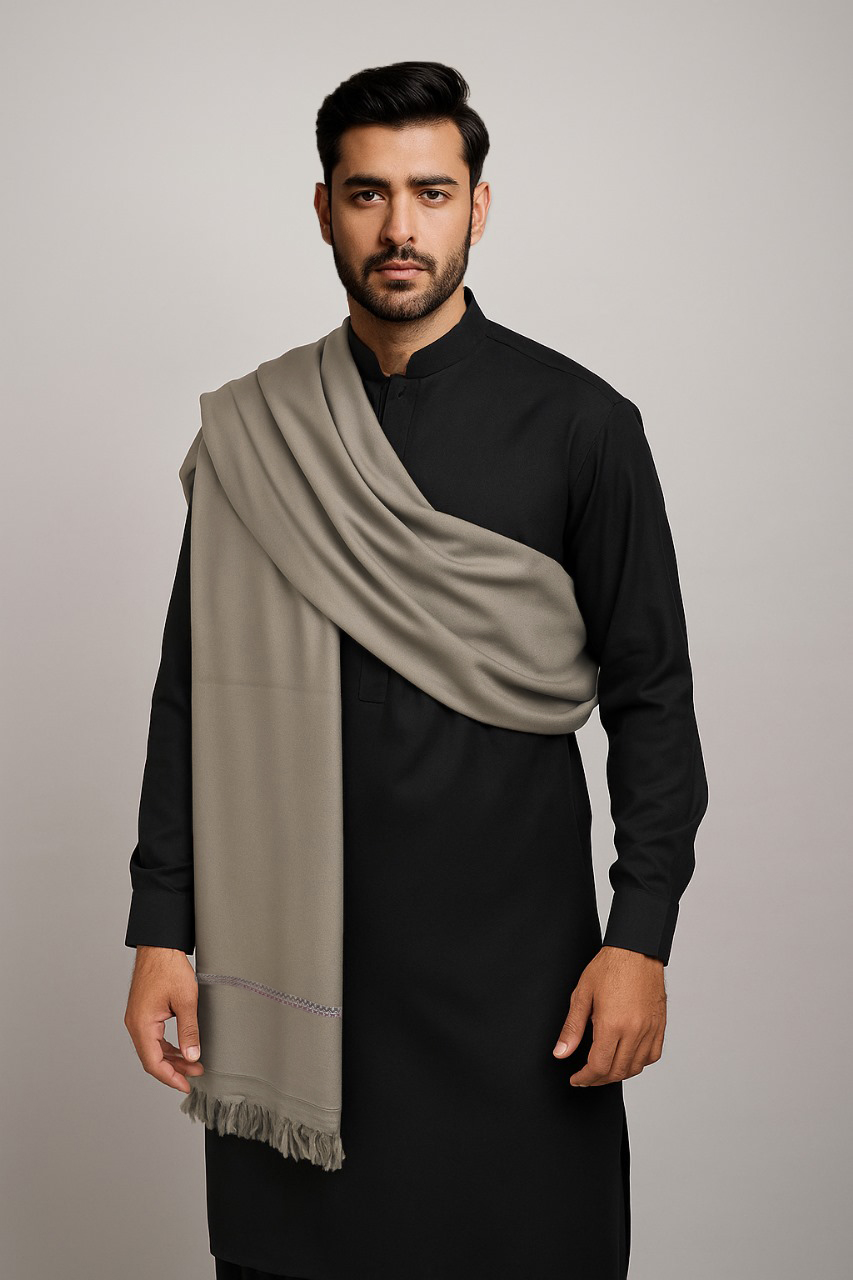 Natural Grey luxury wool shawl for men Canada