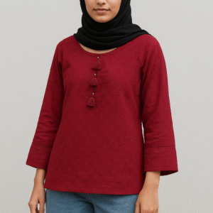 Red Chikankari cotton kurti Canada