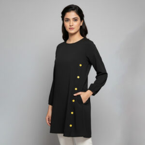 Classic black Womens wholesale tunic top canada with side pocket