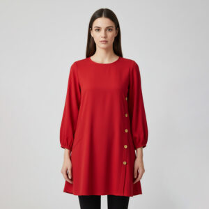 Vibrant Red Women's Wholesale Tunic Top Canada with Side Pocket