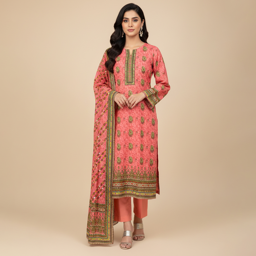 Coral Pink Wholesale Bin Saeed Lawn Suit Canada