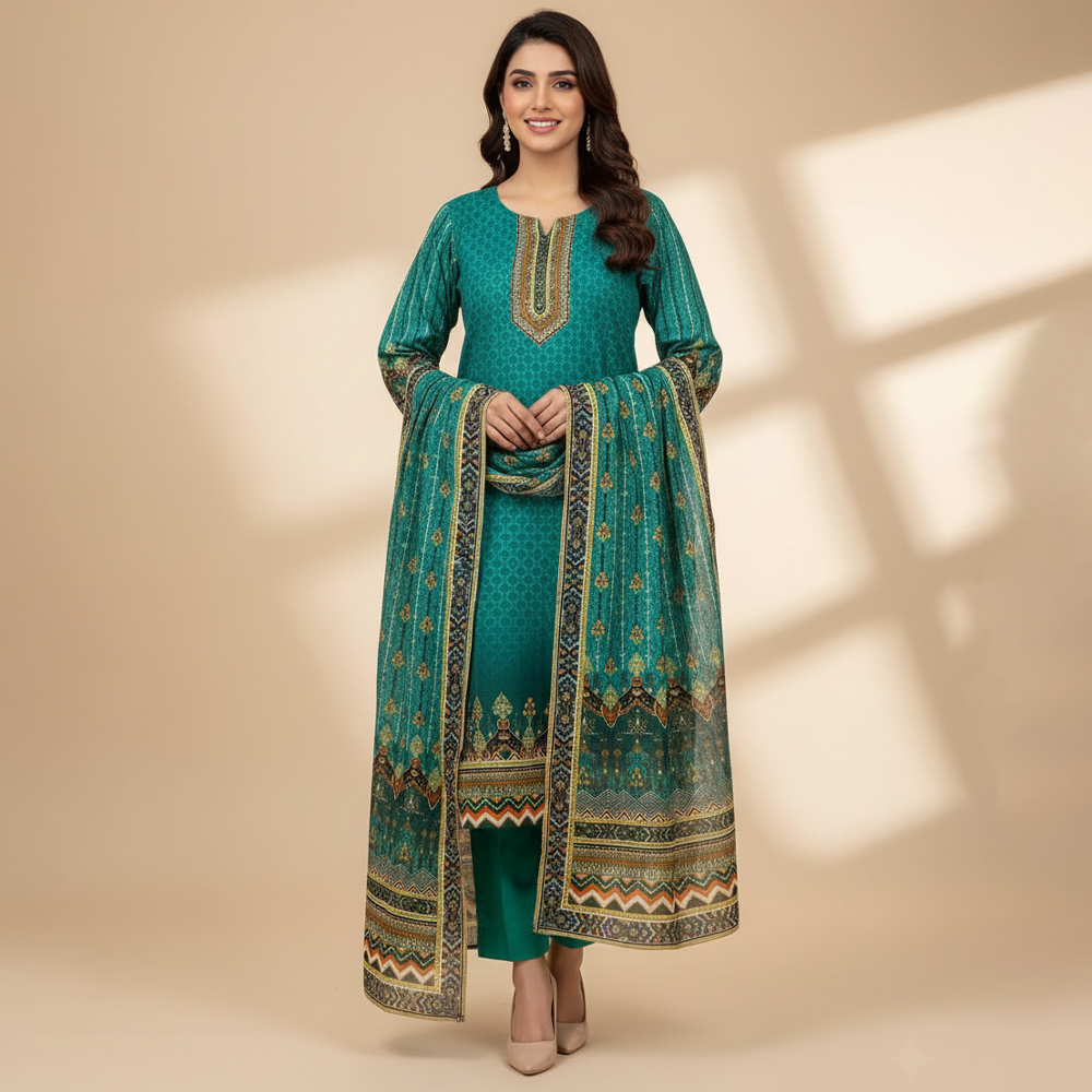 Dark Aqua Wholesale Bin Saeed Lawn Suit Canada