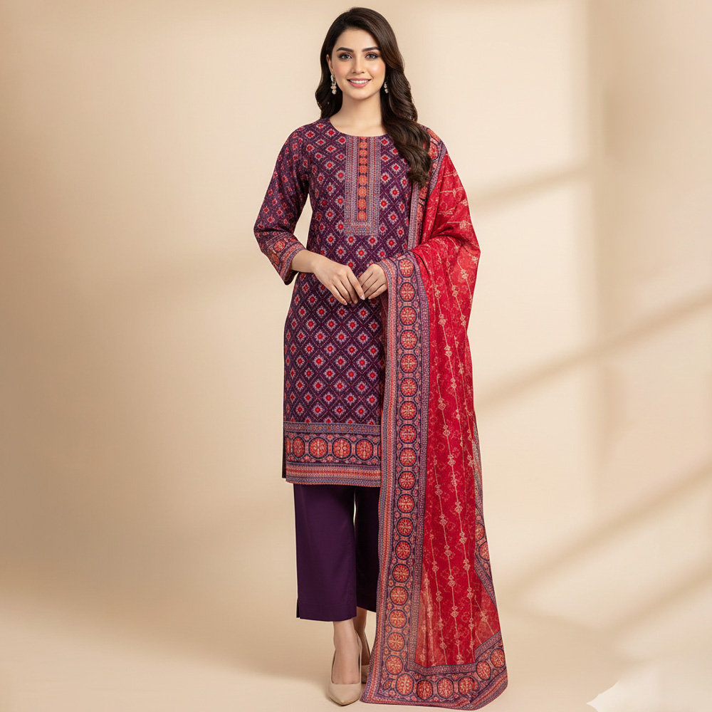 Deep Voilet Wholesale Bin Saeed Lawn Suit Canada