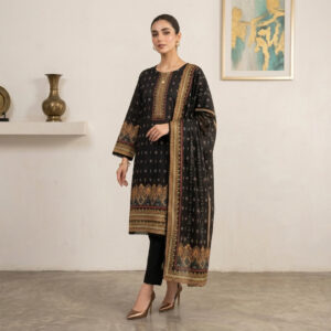 Classic Black 3pc Printed Bin Saeed Lawn Suit