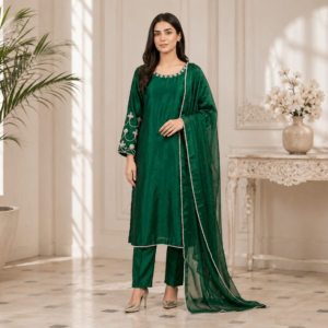 Classic Green Silk Outfit Made to Order
