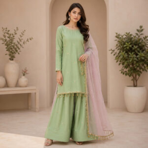 Custom Sage Green Silk Outfit Made to Order