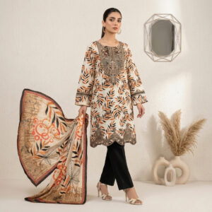Elegant Cream Stitched Wholesale Lawn Suits