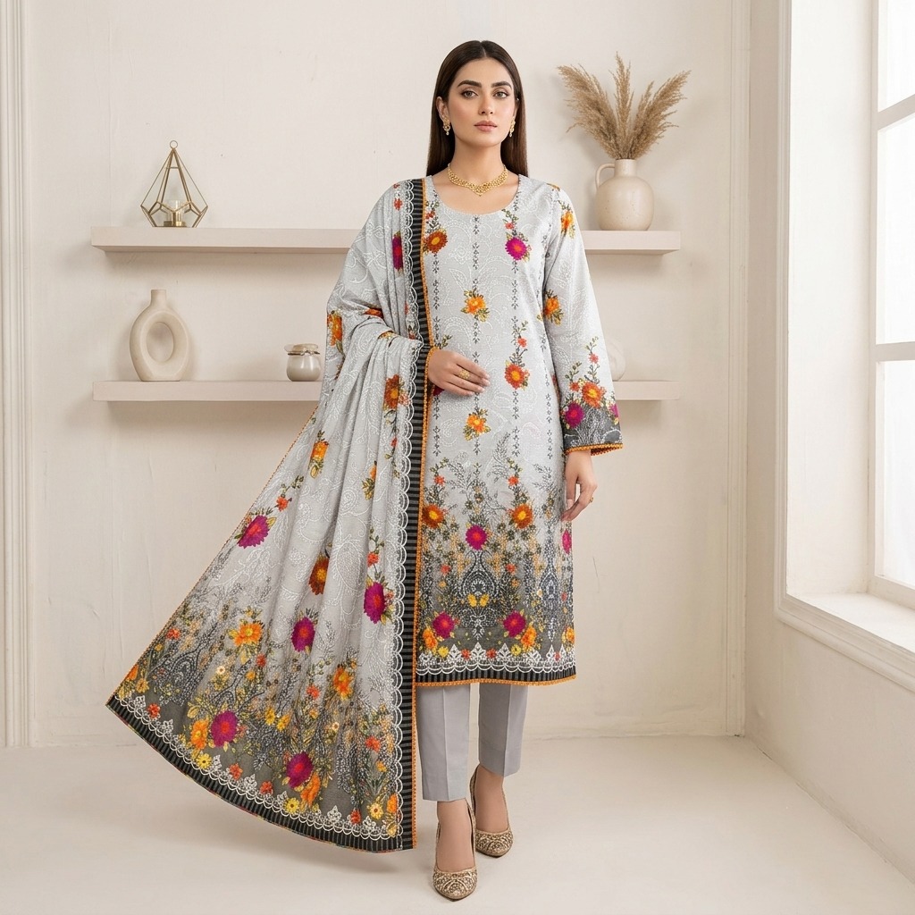 Elegant Icy Grey lawn suits supplier for canada