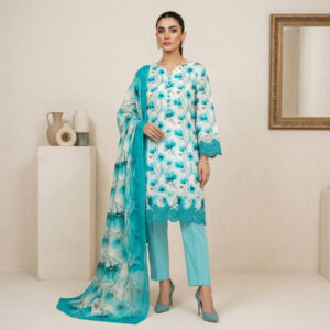 Elegant Turquoise 3 Piece Lawn Suits Wholesale