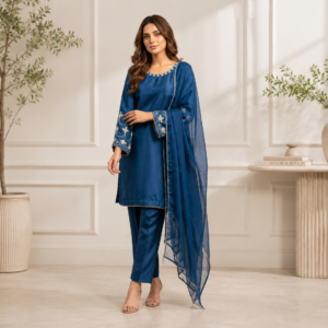 Light Navy Silk Outfit Made to Order