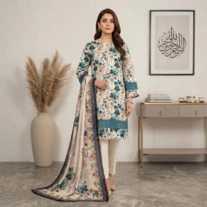Premium Beige Teal Lawn Suits Wholesale Pakistani