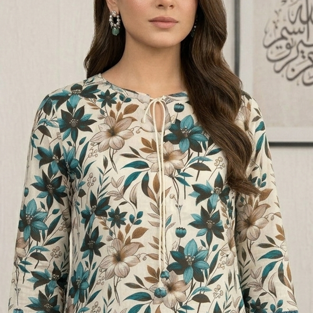 Premium Beige Teal Lawn Suits Wholesale Pakistani