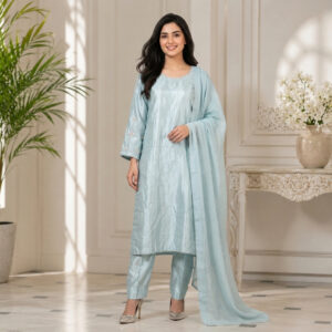 Premium Sky Blue Silk Outfit Made to Order