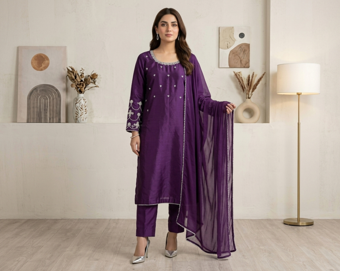 Royal Purple Silk 3pc Outfit Made to Order