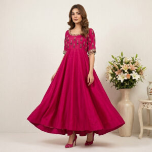 Vibrant Fushia Pink Silk Maxi | Made to Order