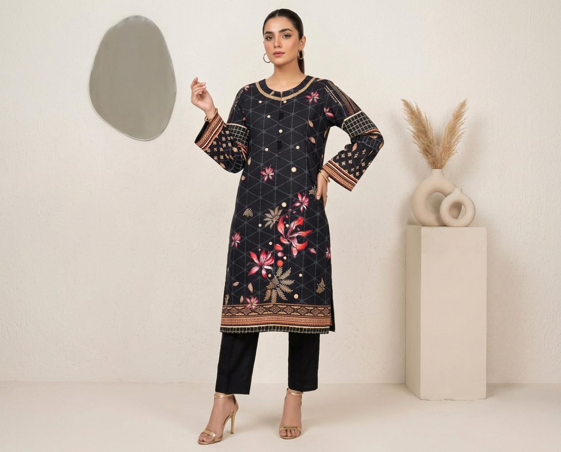 Classic Black 2pc Wholesale Pakistani Linen Suit Canada