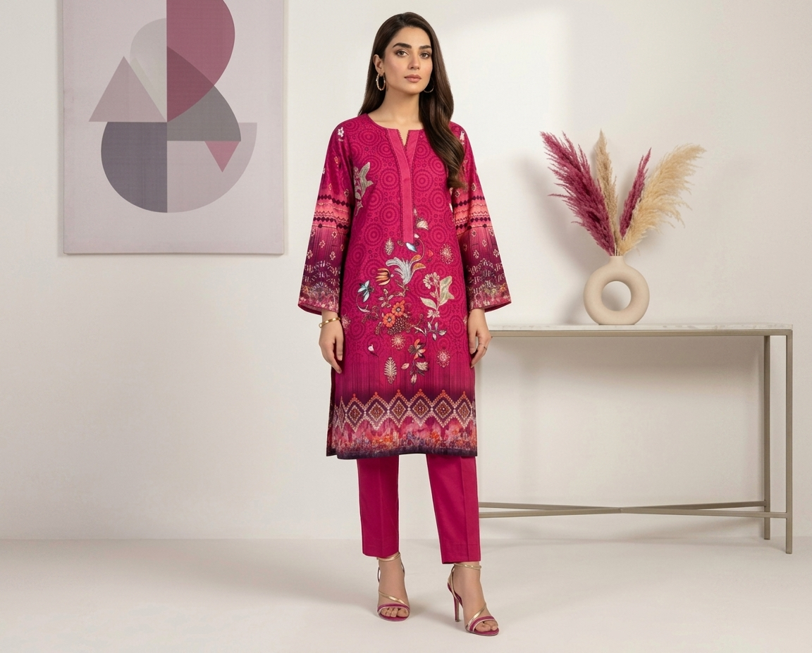 Elegant Fuchsia 2pc Pakistani Linen Suits Wholesale Canada