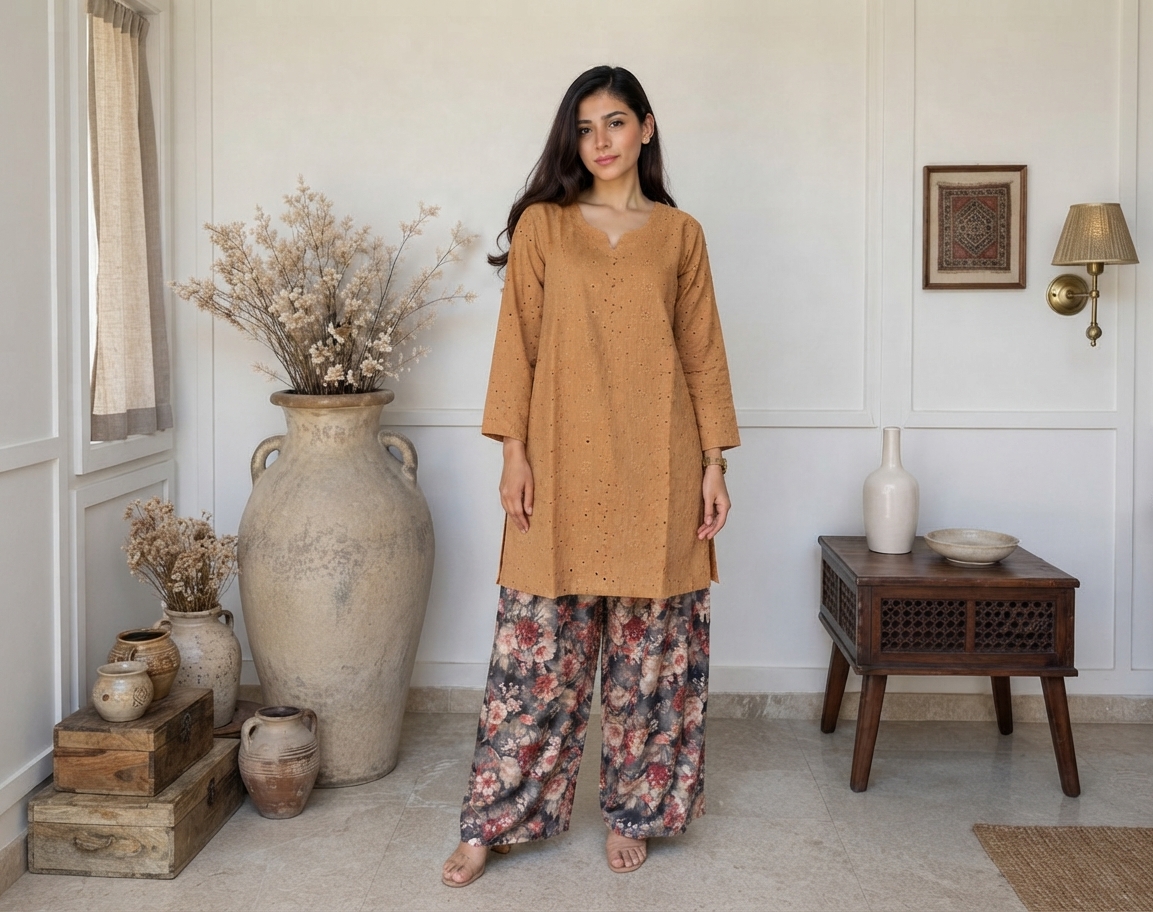 Caramel Brown Dark Grey contrast pakistani chikankari suits wholesale canada