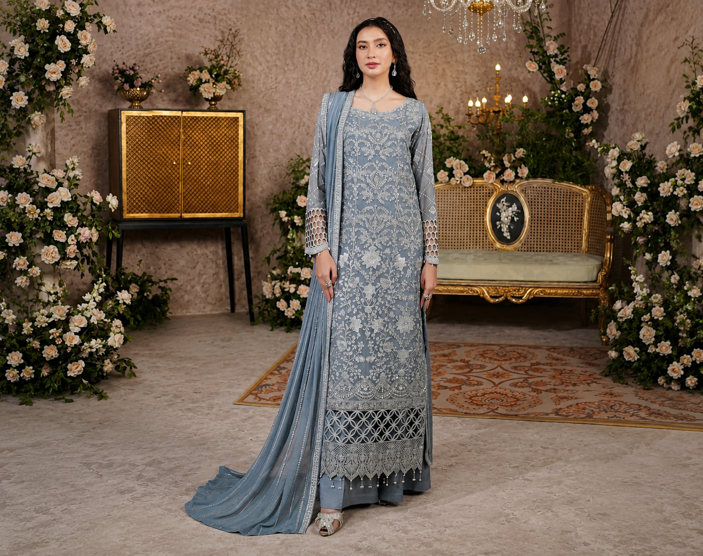 Cool-Grey pakistani party wear wholesale