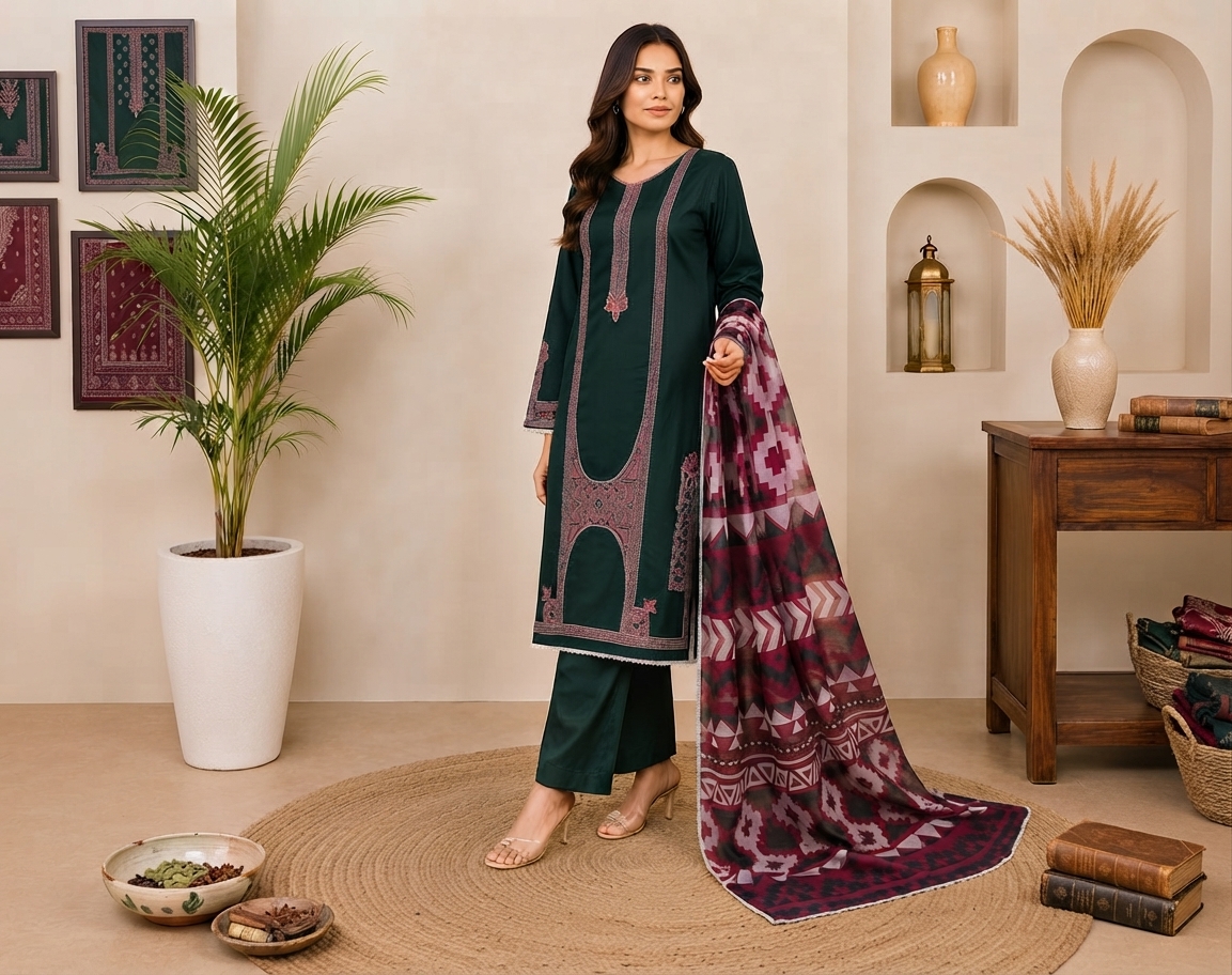 Dark Green wholesale lawn suits