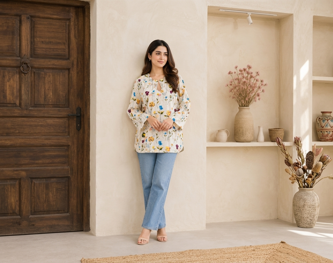 Ivory white Kurti pakistani kurtis wholesale canada