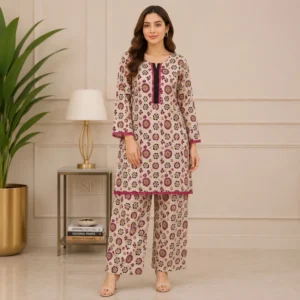 Light Beige wholesale stitched lawn suit