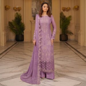 Lilac Chiffon Pakistani Party Wear Wholesale